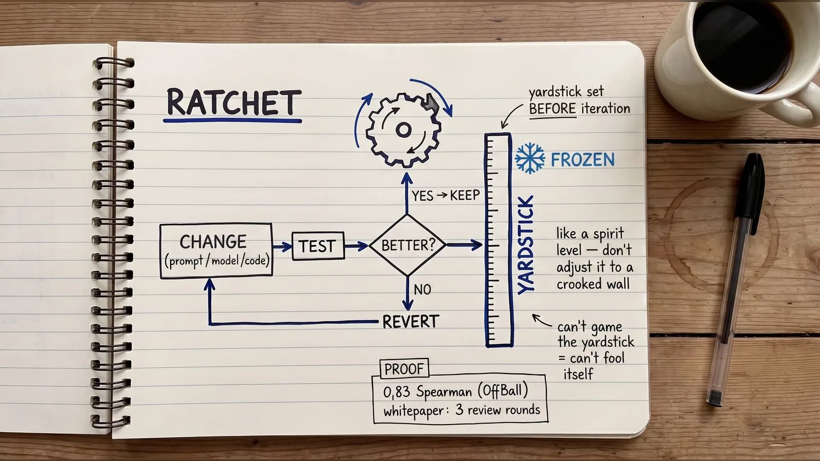 The RATCHET pattern — iterating against a frozen quality yardstick