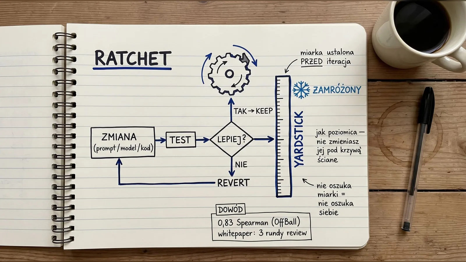 Wzorzec RATCHET — iteracja wobec zamrożonej miarki jakości