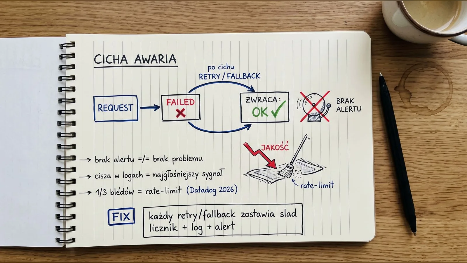 Cicha awaria — retry i fallback zwracają „OK