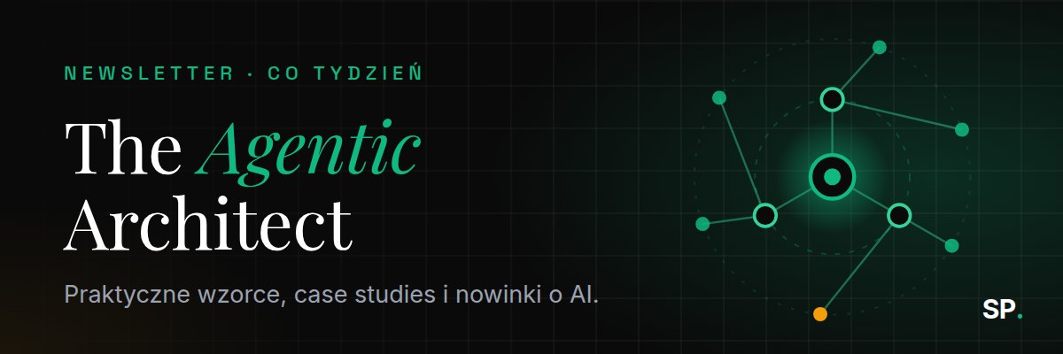 Nagłówek maila The Agentic Architect: nazwa newslettera obok diagramu połączonych węzłów agenta